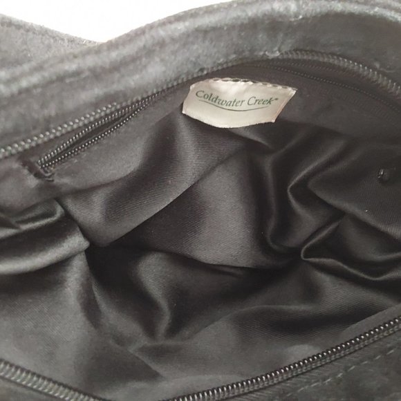 Coldwater Creek Black Suede Small Shoulder Satchel Handbag. Size 6x11 - Picture 3 of 5
